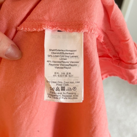 DKNY Sleeveless Linen/Viscose Salmon Sleeveless Wrap Midi Dress Size 12 - Picture 7 of 7